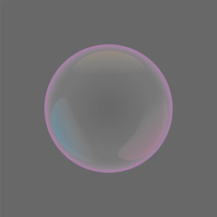 Soap bubble on gray background, vector illustration