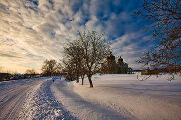 Beautiful view of the Orthodox church in the winter