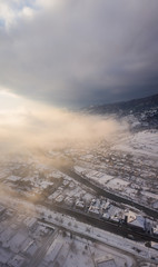 Aerial view of snowy town