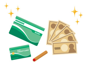 通帳 銀行 お金 一万円 カード キャッシュカード Wall Mural 100 Nisi