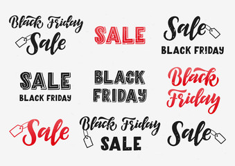 Black friday sale hand drawn lettering set