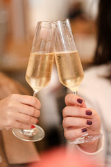Corporate party sparkling champagne glasses