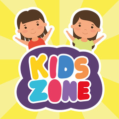 little girls with kids zone lettering