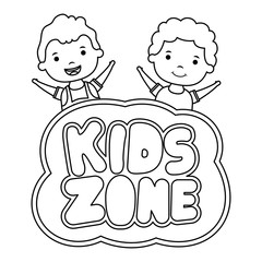 cute little boys with kids zone lettering