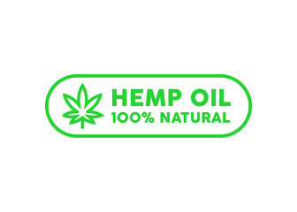 Hemp Oil 100% Natural vector icon