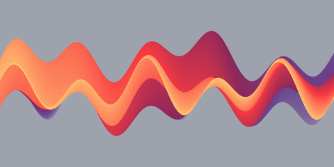 Abstract wavy background with modern gradient colors. Trendy liquid design. Motion sound wave. Vector illustration for banners, flyers and presentation.