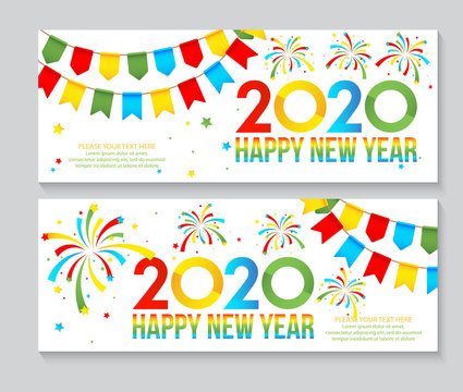 2020 Happy New Year minimalist design. Vector illustration.