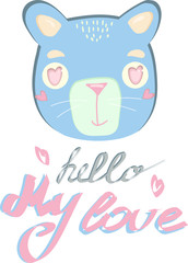 baby shower card, cute cat, love, scandinavian style