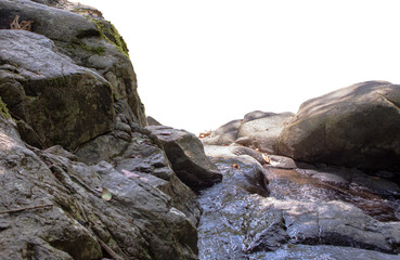 stone Rock cliff isolated on white background.