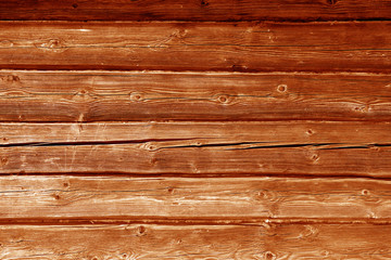 Obraz na płótnie Canvas Old grungy wooden planks background in orange color.