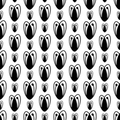 Black hearts pattern. Valentines day minimalistic design. Printable textile pattern in modern style.