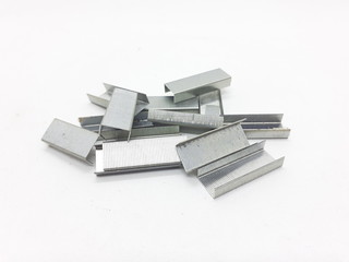 Staples Munitions for Stapling Books Documents Receipts of Office Equipment Tools in White Isolated Background