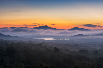 Fototapeta na wymiar Aerial view, panoramic view of the morning scenery.