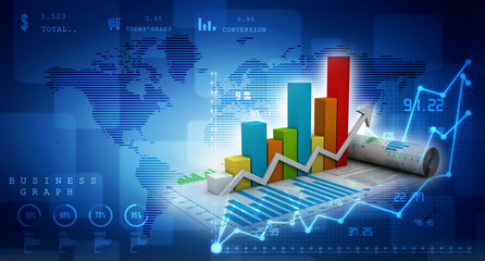 3d rendering Stock market online business concept. business Graph 