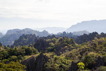 Scenic view of mountain against cloud sky at Bolikhamxay province, Laos