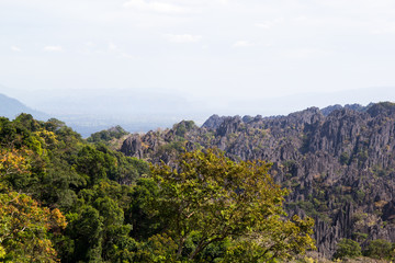 Scenic view of mountain against cloud sky at Bolikhamxay province, Laos