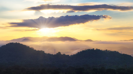 Aerial view, panoramic view of the morning scenery.