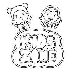 cute little girls with kids zone lettering