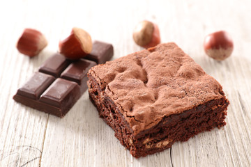 delicious chocolate brownie with hazelnut