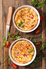 quiche, homemade quiche with cream, egg and bacon