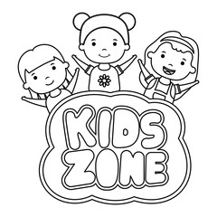 cute little girls with kids zone lettering