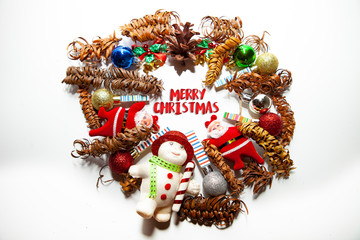 Christmas wreath with balls and pine cones