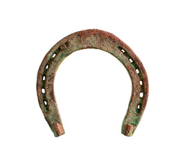 Old rusty horseshoe isolate on a white background