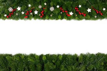 Christmas frame of tree branches