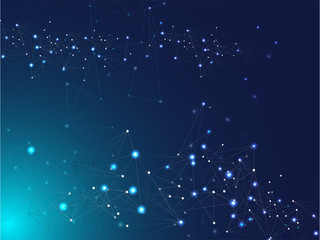 Lines Linked Nodes Vector Background. Galaxy Net 
