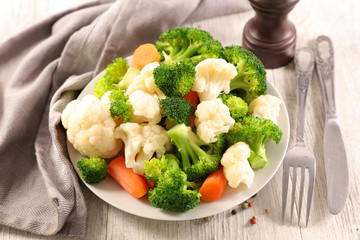 cauliflower, broccoli and carrot- vegetarian meal