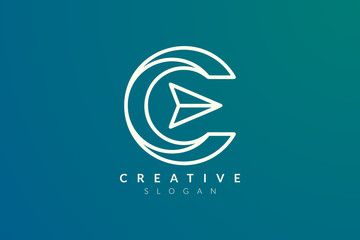 Compass. The logo design is a blend of circles with the direction of the arrow. Minimalist and modern vector illustration design suitable for business and brands