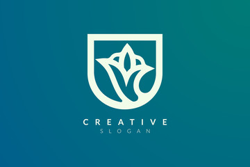 Design abstract flower and leaf logo for spa, hotel, beauty, health, fashion, cosmetic, boutique, salon, yoga, therapy. Simple and modern vector design for your business brand or product.