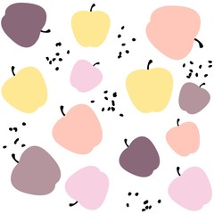 Creative seamless pattern with apples in pastel colors. Scandinavian stylish background. Nordic design tiling