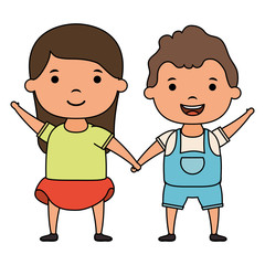 cute little kids couple comic characters