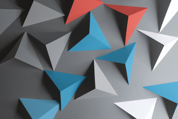 Composition with triangular shapes, gray background