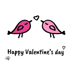 Valentine's day card. Bird couple and 
