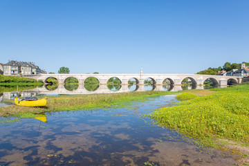 Fototapeta na wymiar Historic bridge over the river Loire in Burgundy, France