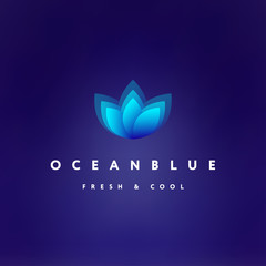 Deep blue sea and ocean aqua logo. Branding template for swimming pool, water delivery, spa saloon or beauty shop. Can be used for corporate style or identity.