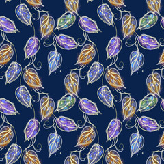 Watercolor Leaves Seamless Pattern.