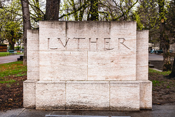 Luther carved in stone