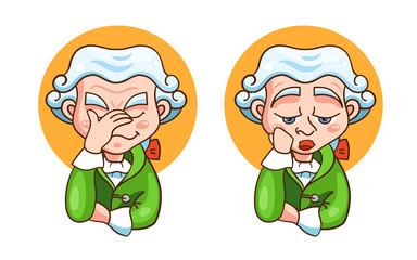 Immanuel Kant two stickers. Vector illustration