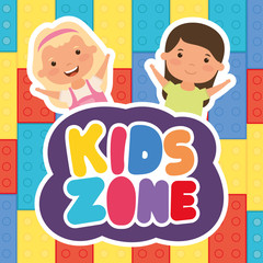 little girls with kids zone lettering