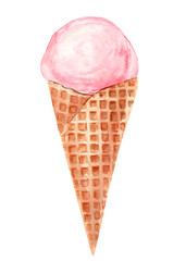 watercolor sweet ice cream on an isolated white background, illustration
