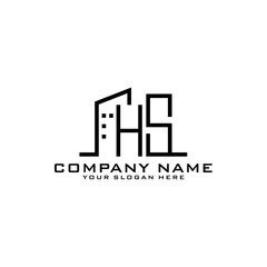Letter HS With Building For Construction Company Logo