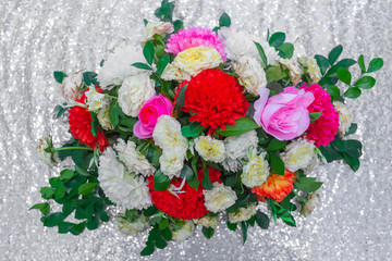 Silver Background Hand made paper flower, Wedding decoration and colorful wedding stage in Bangladesh.