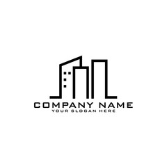 Letter NN With Building For Construction Company Logo