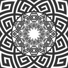 Antique round pattern ornament. Abstract round ornamental decoration. 