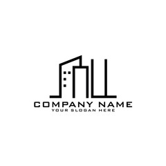 Letter NW With Building For Construction Company Logo