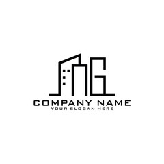 Letter NG With Building For Construction Company Logo
