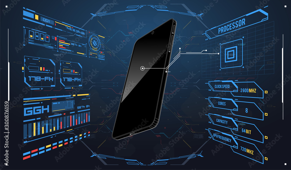 Poster innovative technology concept. development and coding for smartphone. concept development of a new s